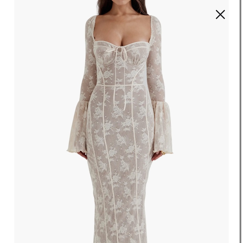House of CB Delilah Floral Long Sleeve Lace Maxi Dress
